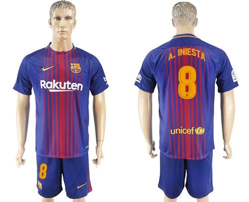 Barcelona #8 A.Iniesta Home Soccer Club Jersey